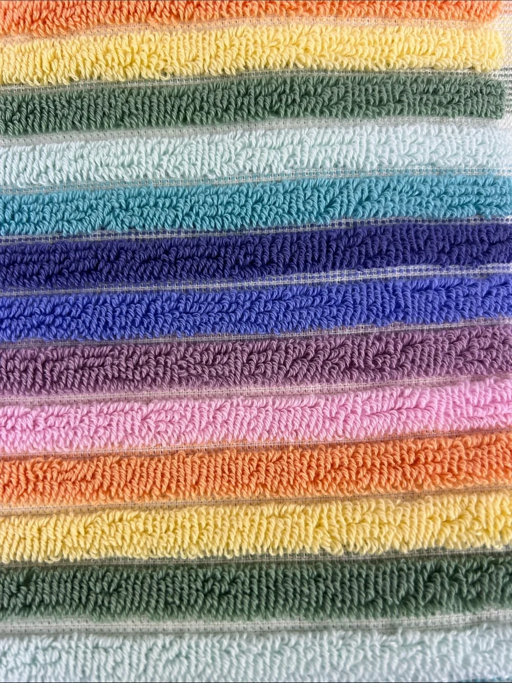 Rachel Zoe Bath Towels Rainbow Pastel Striped with Fringe Cotton 8 Pc Set NEW
